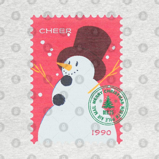 Vintage Stamp: Festive Snowman by Asterisk Design Store